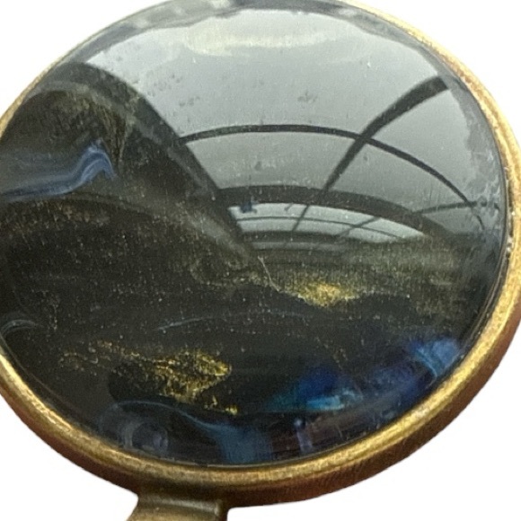 Handmade Black Navy Gold Fluid Art Glass Pendant Necklace by Svetlana Yeung - Picture 6 of 11